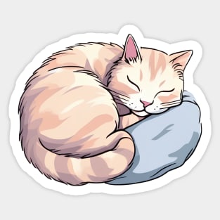 Cute cat sleeping on a pillow Sticker